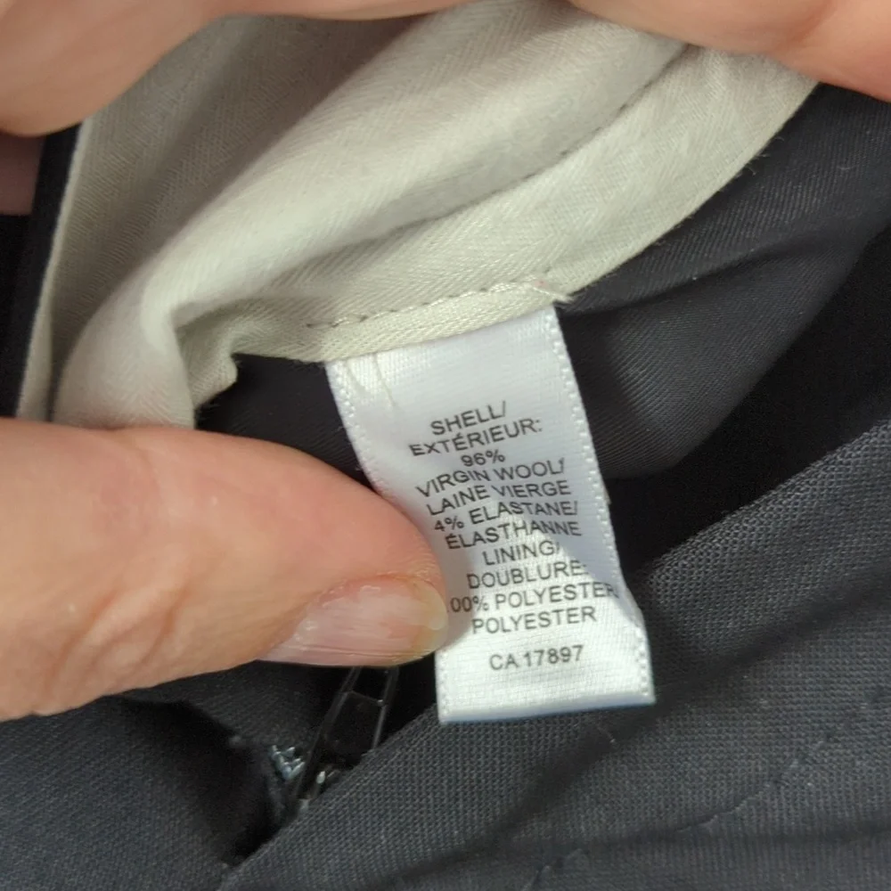 Banana Republic Black Virgin Wool Lined Black Trousers Size 14 - Picture 8 of 10